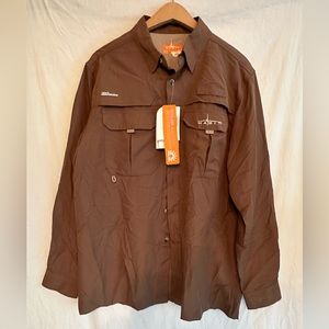 NWT Habit Mens Fishing Shirt Vented Hiking Brown Shirt, Medium‎